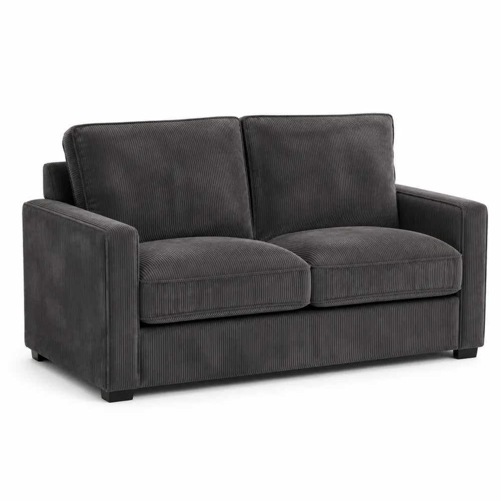 Sofa Dwuosobowa z Szerokiego Sztruksu, Ciemnoszara