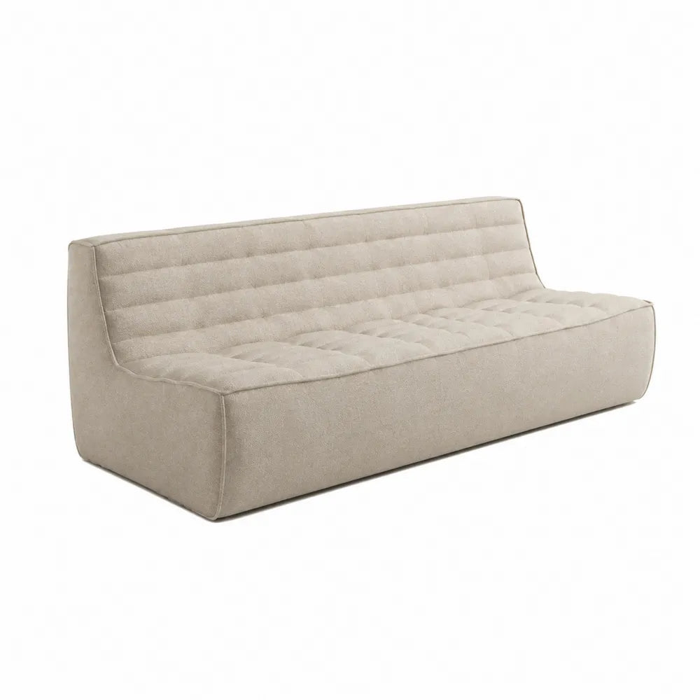 Sofa modułowa 3-osobowa tkanina poliestrowa beżowa