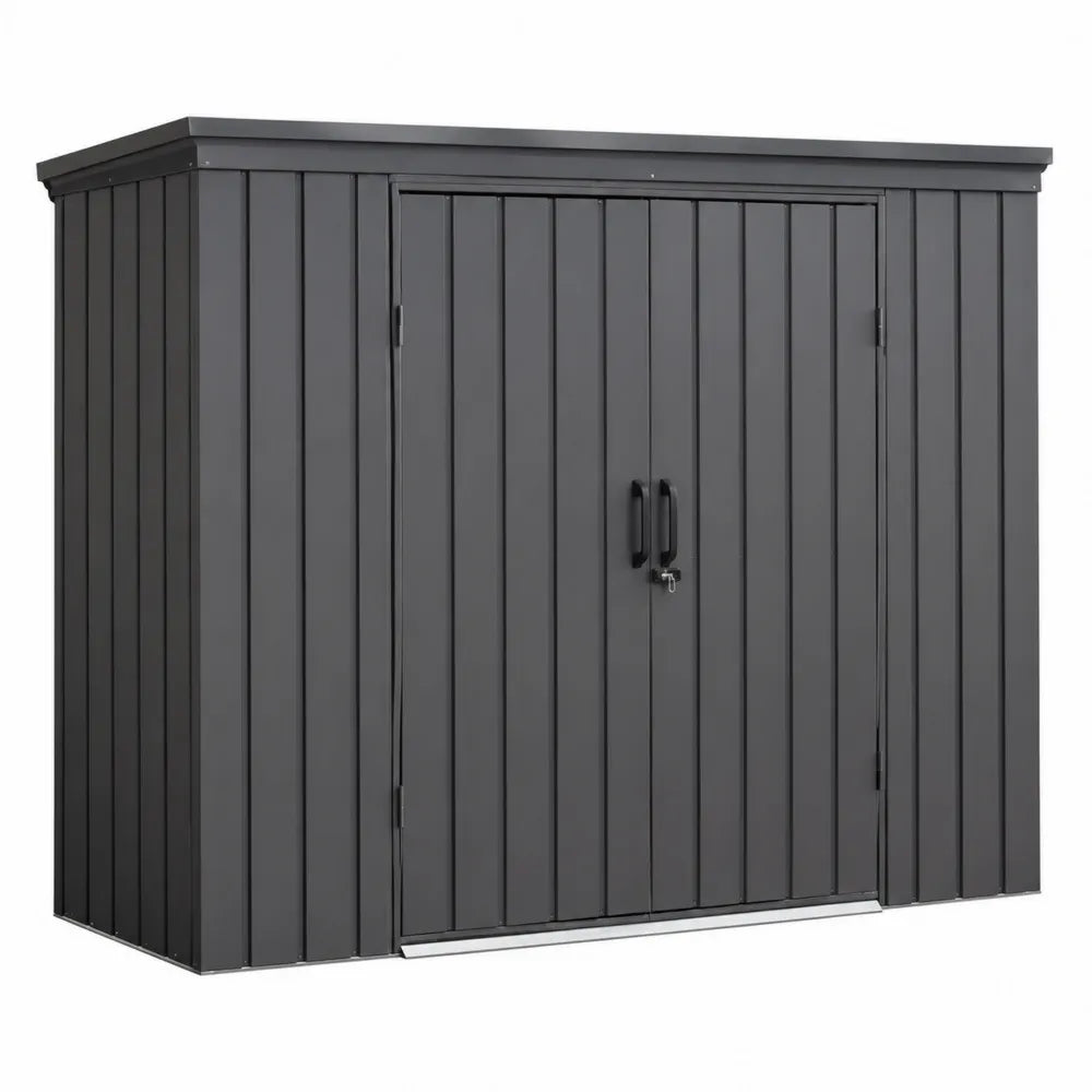 Metalowy schowek ogrodowy z podwójnymi drzwiami 213 cm x 130 cm x 173 cm szary