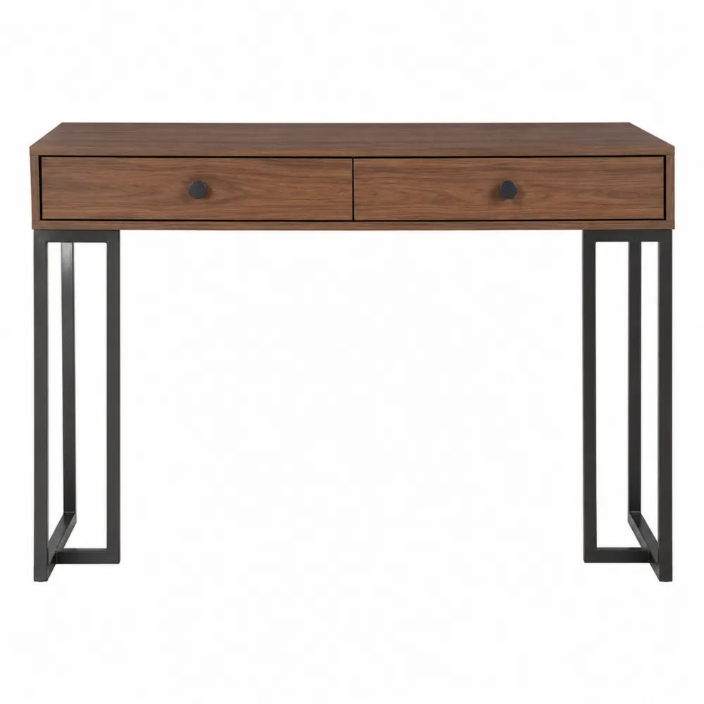 Biurko z drewna orzechowego i metalu czarne 120x40x75 cm