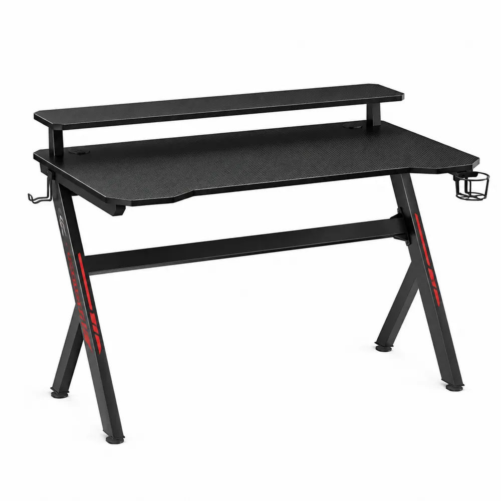 Biurko gamingowe z blatem z płyty MDF i metalową ramą, czarne, 120 cm