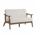 Sofa dwuosobowa z drewna bukowego beżowa 120 cm