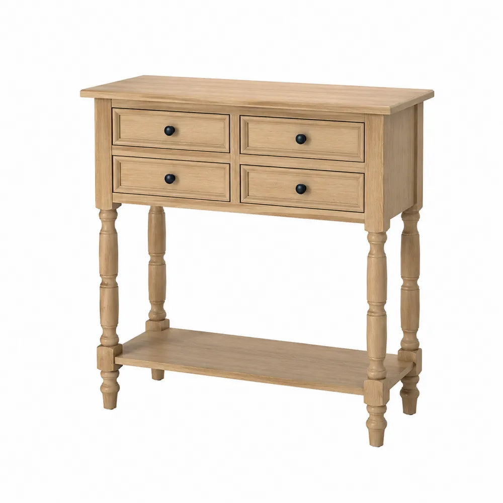 Konsola z drewna bukowego z 4 szufladami 80x30x90 cm