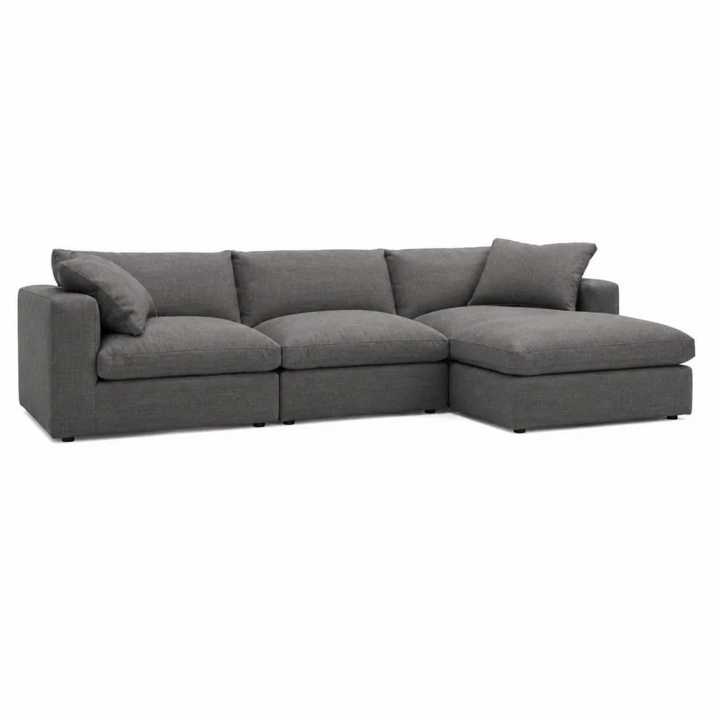 Szara modułowa sofa narożna z tkaniny 300x150x85 cm
