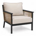 Fotel ogrodowy, metal i rattan, beżowy, 90x80x75 cm