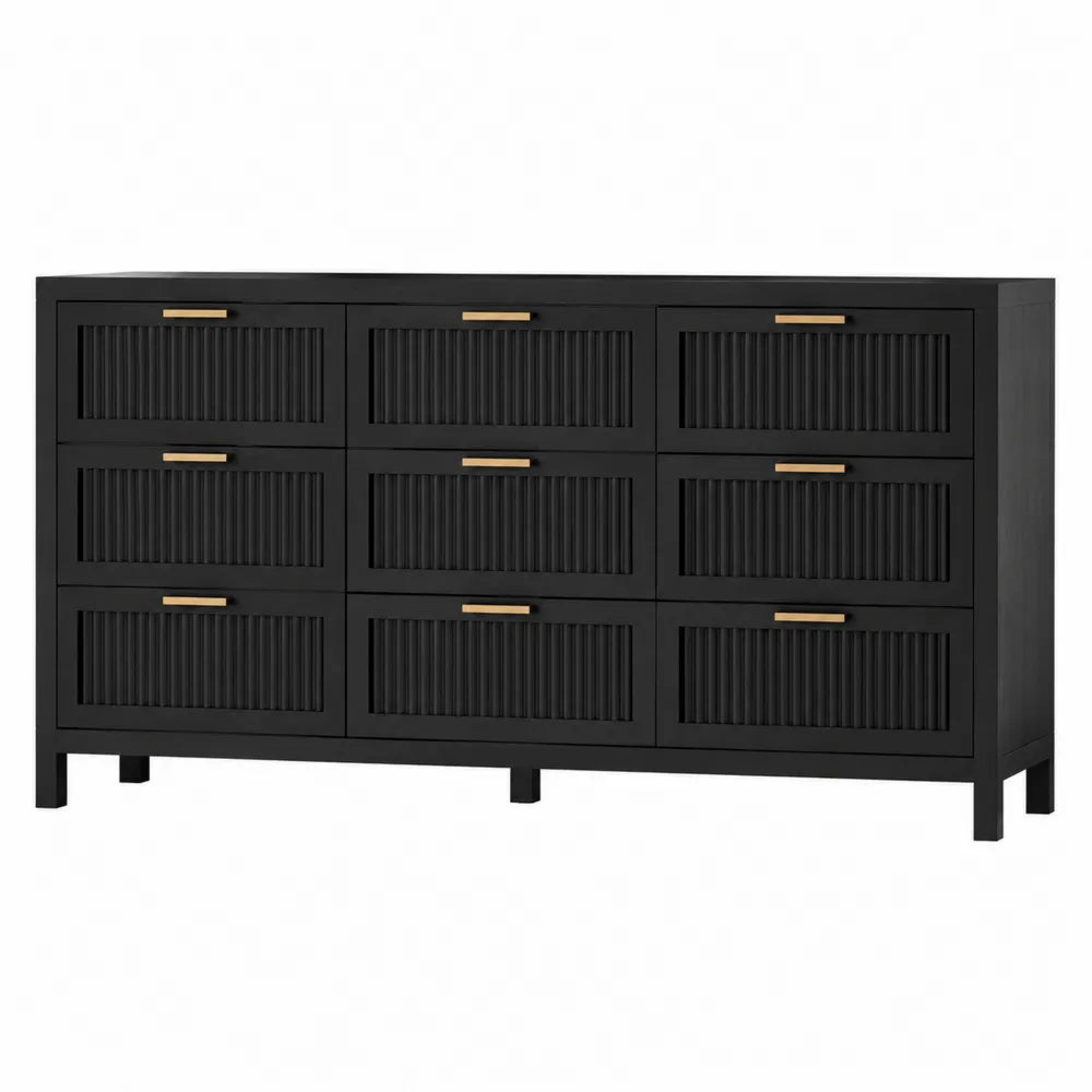 Czarna komoda z 9 szufladami