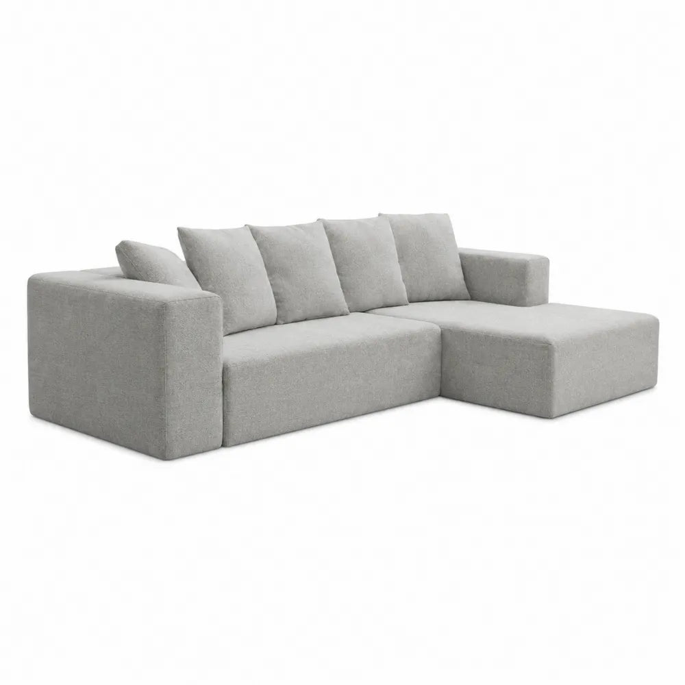 Szara sofa narożna modułowa z tkaniny poliestrowej 300x150x85 cm