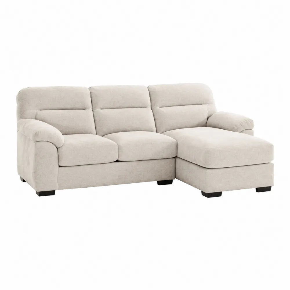 Sofa narożna z tkaniny poliestrowej beżowa 210x150 cm
